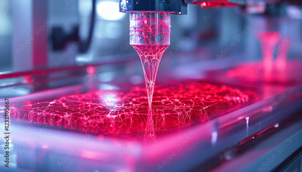 Poster bioprinter constructing vascular systems with glowing materials