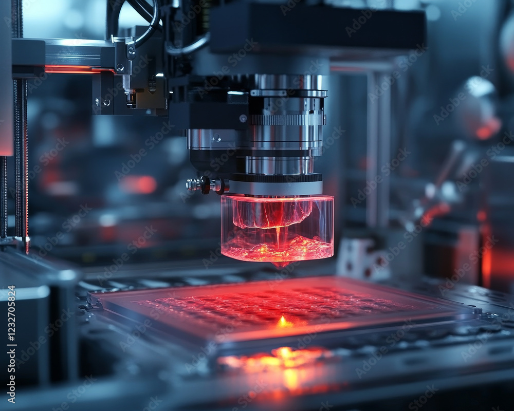 Poster high tech bioprinter creating synthetic skin layers in lab