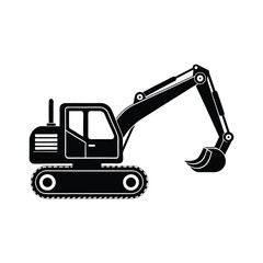 Construction excavator silhouette vector illustration isolated on a white background