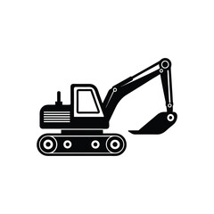 Construction excavator silhouette vector illustration isolated on a white background