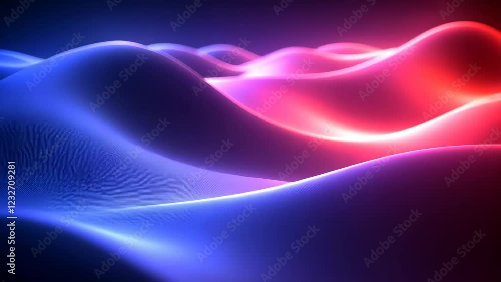 Poster colorful abstract waves illuminated with blue and red lights create a mesmerizing visual experience 