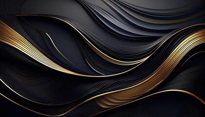 Luxurious Black Lines and Golden Accents on a Gradient Background A Captivating Abstract Illustration Showcasing the Elegance of Black and Gold on a Gradual Color Transition