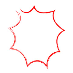 Red Grunge Explosion Shape hand drawn doodle