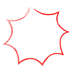 Red Grunge Explosion Shape hand drawn doodle