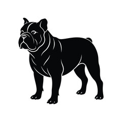 Bull dog silhouette vector on white background 