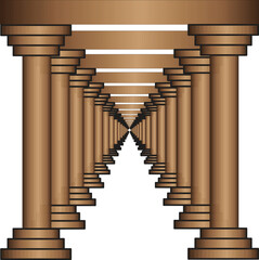 Golden Pillars 3d Golden pillar standing 3d pillar design vector pillar golden pillar design classical 3d design pillar brown illustration Style pillar vector