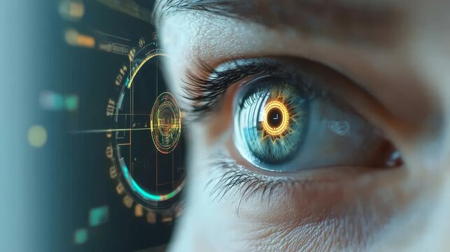 Innovative medical device featuring eye image illustrating advanced eye tracking technology