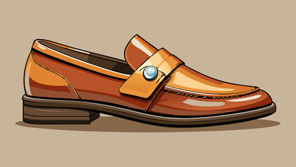 Cognac leather loafers with penny strap detail against a neutral beige background classic sophistication