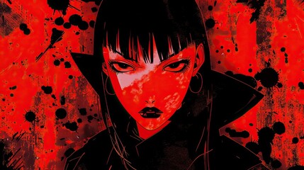 Cool grungy y2k anime manga collage set with a negative photocopy effect . Rough brutal elements for 90s vintage design. Ai generation.