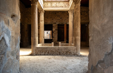 Entrance vestibule inside the of the House in Pompeii, Italy.