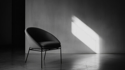 A stylish executive chair with a contemporary silhouette, designed for comfort and support, featuring a deep charcoal fabric seat and polished black metal frame