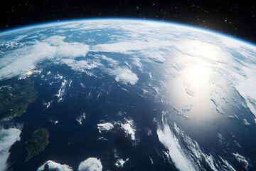 Fototapeta premium Photorealistic view of the Earth from space. Close-up.