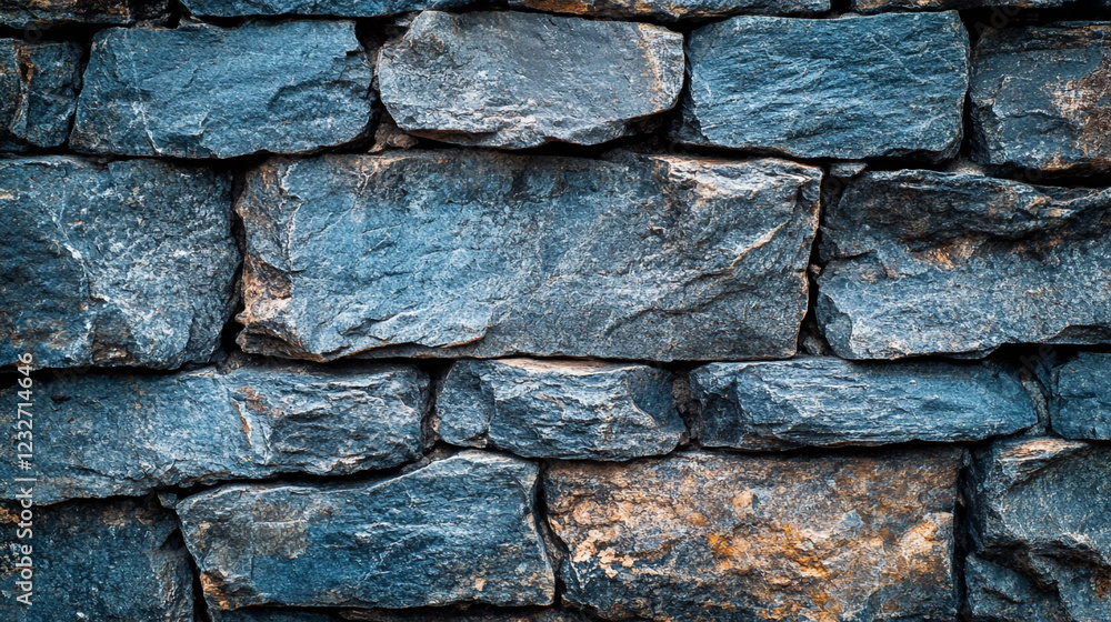 Poster gray stone wall with textured rocks in a rustic setting