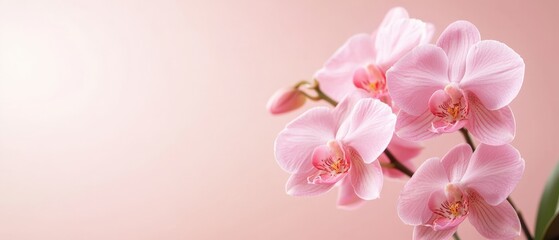 delicate pink orchid flowers on a soft pink background