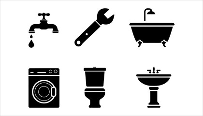 Plumbing icon set. bathroom vector icon set illustration