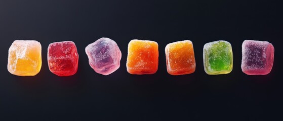 colorful gummy candies on a black background