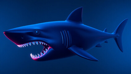 Obraz premium 3D Neon Blue Shark
