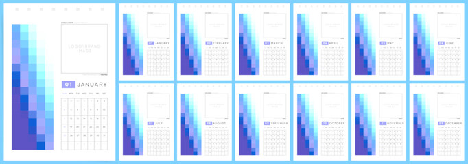 Calendar 2026 Sunday Start, Sleek Corporate Photo Organizer Template for Calendar 2026 year.