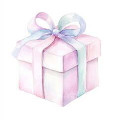 Obraz premium Minimalist Present Box Design: Soft-Focus Watercolor with a Cheerful Pastel Whimsical Vibe