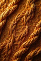 Fototapeta premium Earthy brown fabric with visible twine weave and textured fibers, burlap, rough