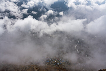 Aerial View of Kyanjin Gompa Village in Langtang Region of Himalayas in Nepal