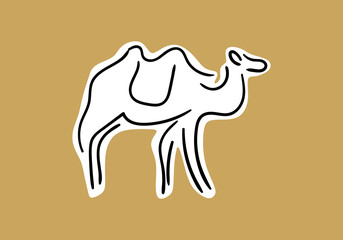 simple line art illustration of a camel icon, inspired by Arabian culture.
