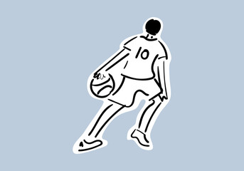 simple line art illustration of a man in a basketball pose, designed as an icon.