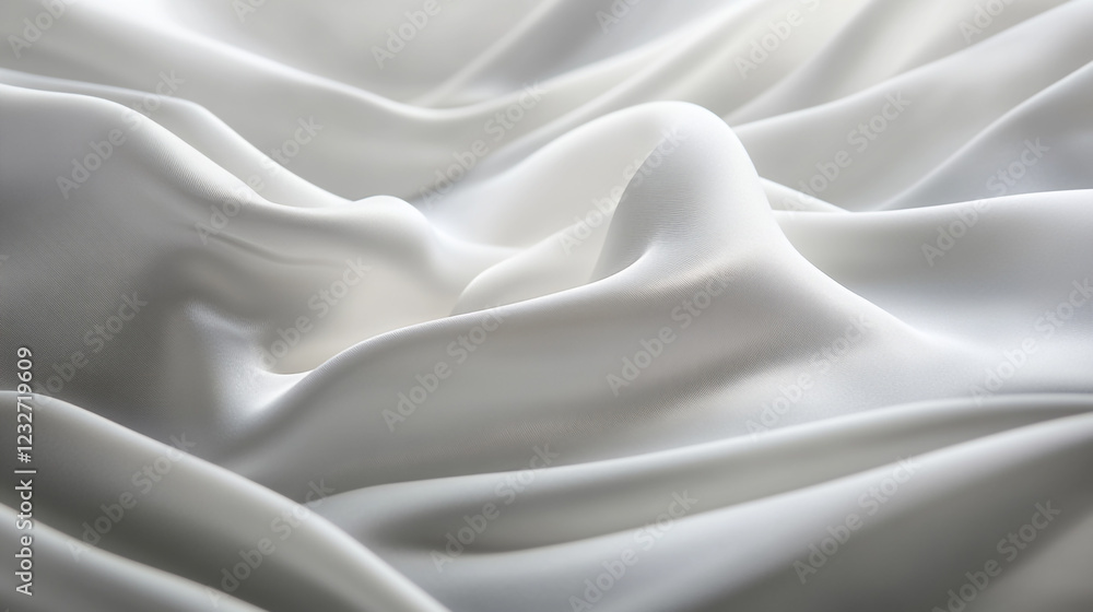 Poster soft white fabric draped elegantly with subtle texture and flow