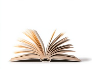 Fototapeta premium open book with pages fanned out on white background