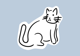 cute cat illustration with simple line art, designed as a sticker.