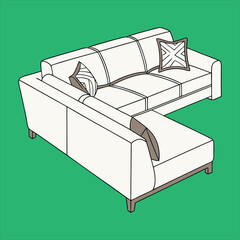 Modern Sofa design vector art illustration