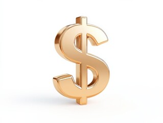 Obraz premium 3d rendering of a gold dollar sign on white background