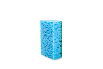 Colorful dish sponges isolated on white background. Kitchen sponge. Cleaning concept, cleaning service. Dishwashing liquid with clean and dirty dishes plate. Place for text, copy space.Wash the dishes