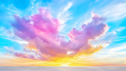 Obraz premium Pastel sunset cloudscape over ocean; serene, dreamy background for travel or meditation