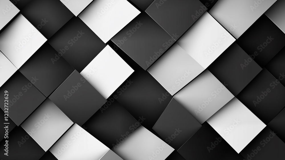 Poster textured geometric pattern in shades of black and white with varying shapes and angles