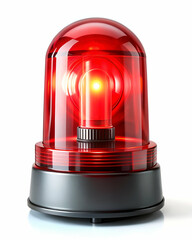 A bright red emergency light mounted on a black base, often used in vehicles to signal an alert or warning.
