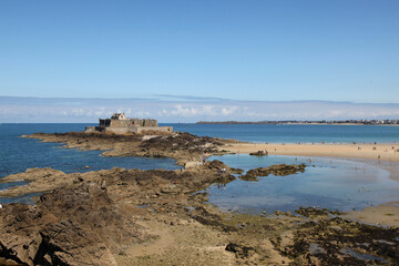 Fort on the beautiful island of Petite Be in Saint-Malo, Brittany, France.