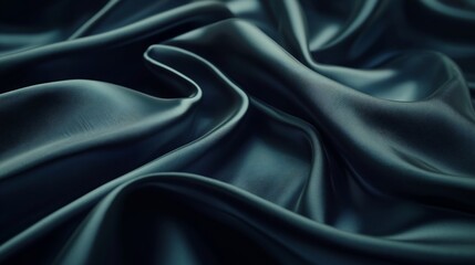 Obraz premium Dark Teal Silk Fabric Draped Softly Elegant Waves
