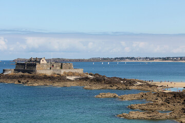 Fort on the beautiful island of Petite Be in Saint-Malo, Brittany, France.