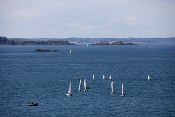 Scenic view with many yachts in Saint-Malo, Brittany, France