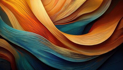 Striking Organic Abstraction Panoramic Lines as Wallpaper Backdrop, Offering a Mesmerizing Blend of Geometric Patterns, Textures, and Vibrant Colors in a Minimalistic yet Bold Artistic