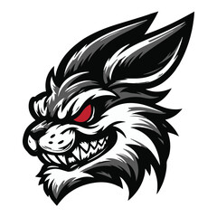 Esport aggressive rabbit  vector logo. aggressive rabbit mascot logo.