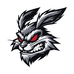 Esport aggressive rabbit  vector logo. aggressive rabbit mascot logo.