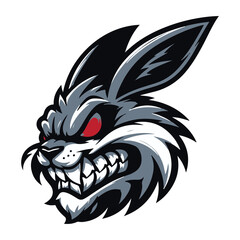 Esport aggressive rabbit  vector logo. aggressive rabbit mascot logo.