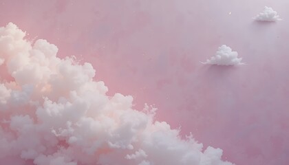 Fototapeta premium Pink Sky Fluffy Clouds Dreamy Background