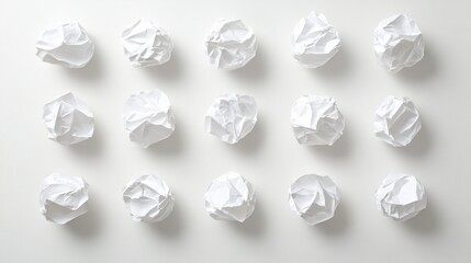 crumpled paper balls on white background
