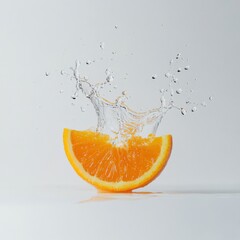 orange slice splashing in water