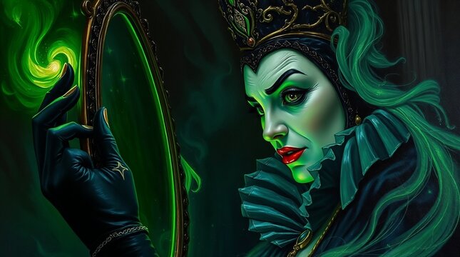 The Evil Queen Consults the Magic Mirror &ndash; A Classic Fairytale Moment