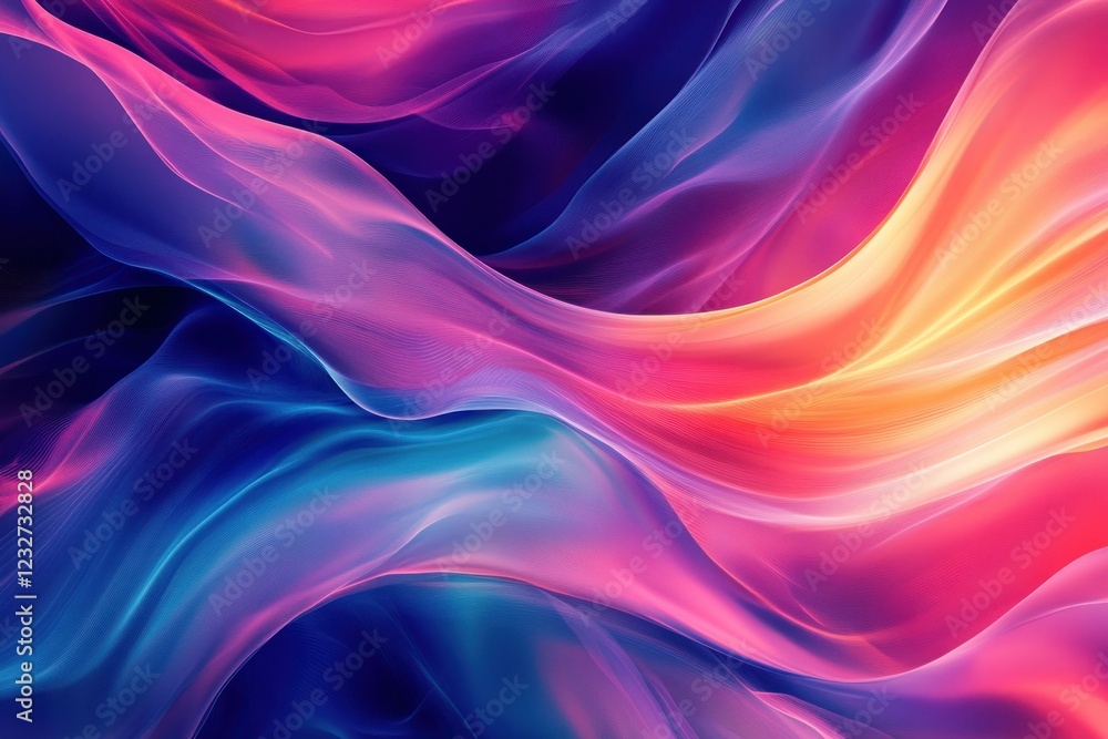 Poster vibrant abstract waves of colorful flowing patterns in motion
