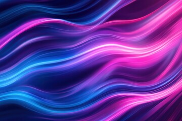 Fototapeta premium Abstract Colorful Waves in Blue and Pink Light on Dark Background